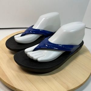 OOFOS Flip Flop Thong Recovery Comfort Sandal Shoes Size EU41 US W 10 Blue Black
